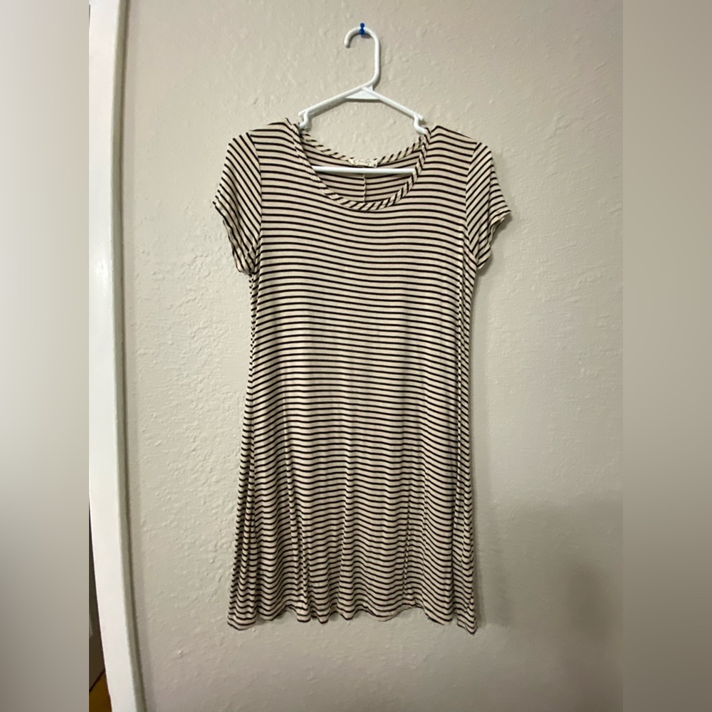White & Black Striped/Maternity Friendly Dress
